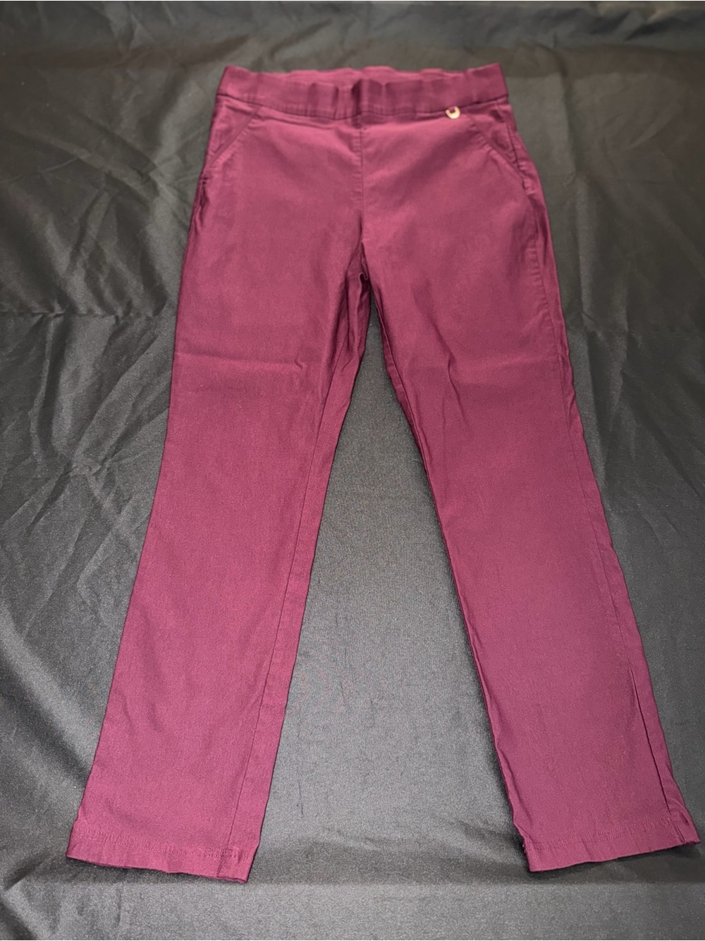 Rafaella Deep Plum Straight-Leg Pull-On Pants